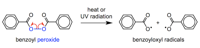 homolysis of benzoyl peroxide’