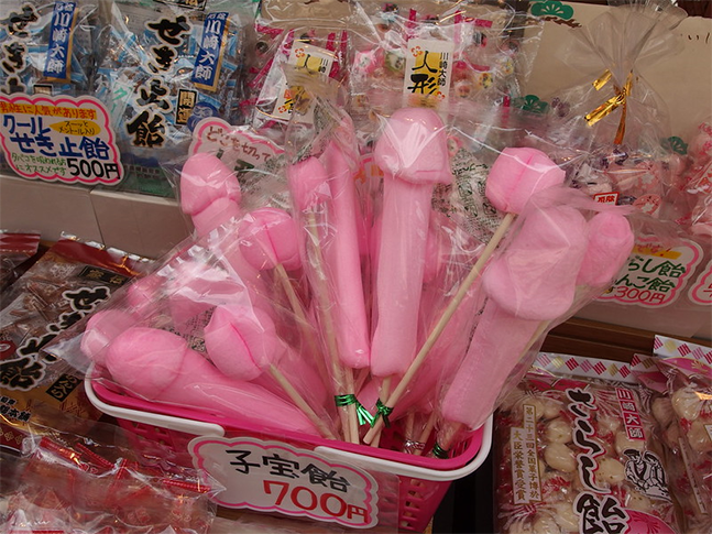 Phallus-shaped lollipops