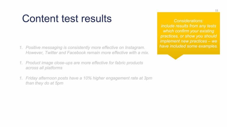A recording of content test results.