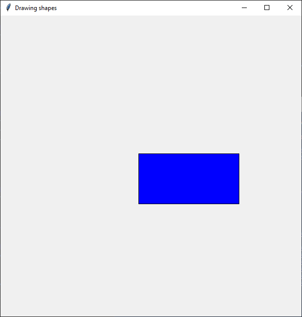 a blue rectangle displayed in a window on the screen