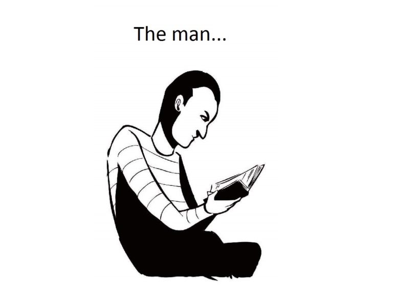 The man reads