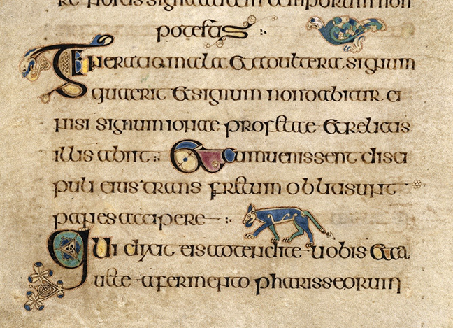 Figure 1, from the Book of Kells, a line ending made by a series of prick marks