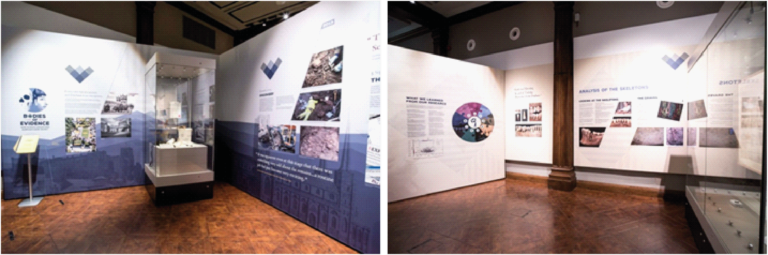 Photographs showing the exhibits at Palace Green Library, summer 2018