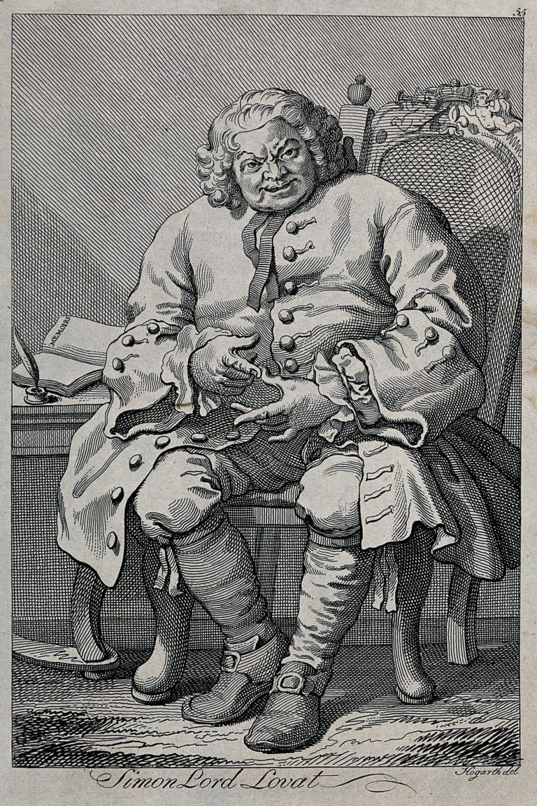 Caricature by William Hogarth of Simon Fraser, Lord Lovat