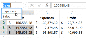 selecting named ranges