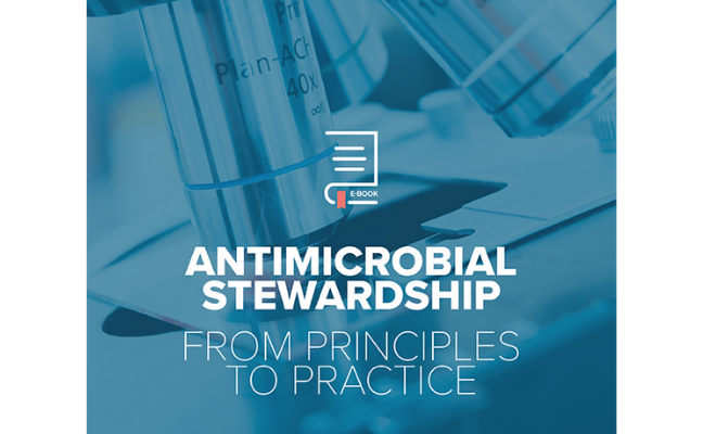 The cover of the eBook "Antimicrobial stewardship from principles to practice"
