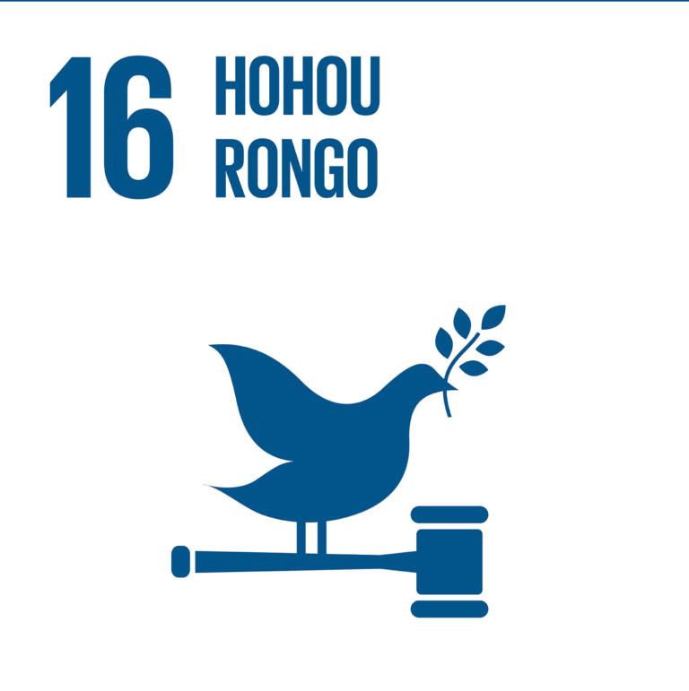 Icon of a pigeon holding a leaf on its peak and standing on top of a gavel with the title "Hohou Rongo"