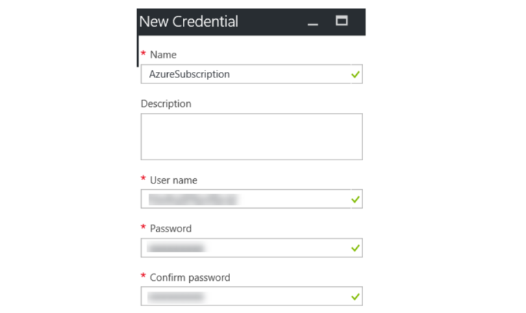 screenshot of creating new credentials