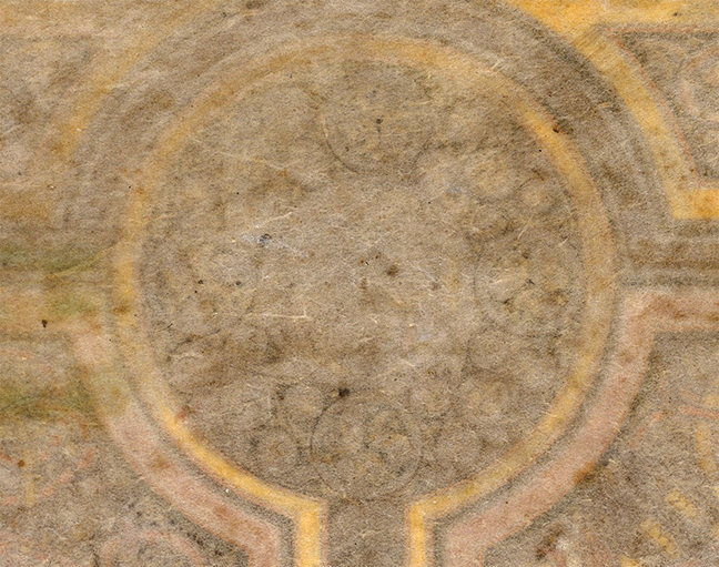 Figure 8, from the Book of Kells, close-up on compass marks