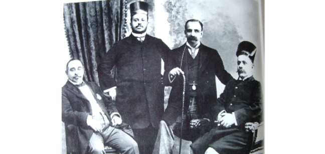 Parsi Industrialists Black and white photograph of four smartly dressed Parsi industrialists