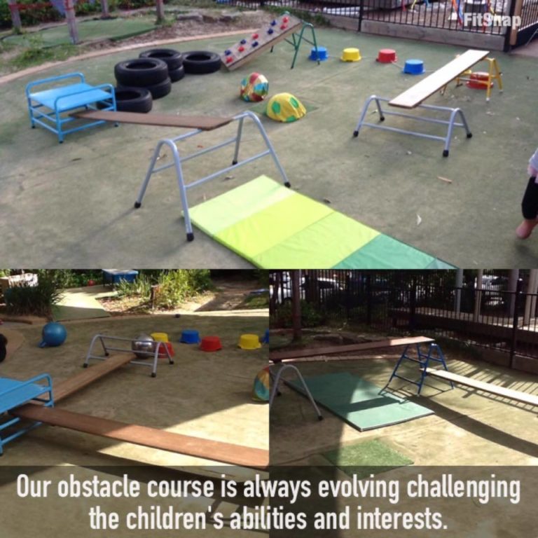 A photograph of outdoor obstacle courses at an early childcare centre