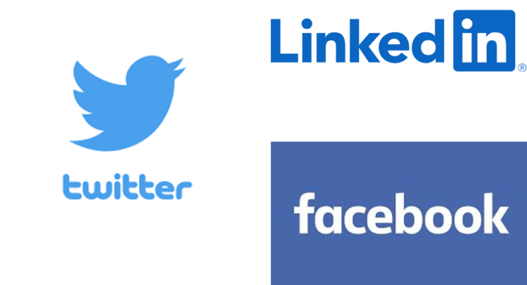 logos of Twitter, LinkedIn and Facebook