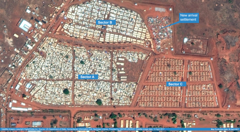 Satellite imagery of Wau, South Sudan Protection of Citizens area. © Digital Globe.