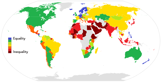 Map: gender equality in the world
