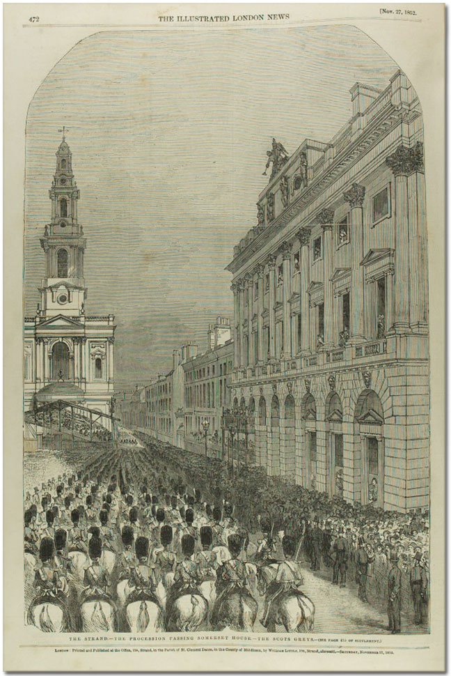 Page from Illustrated London News showing Wellington's funeral procession
