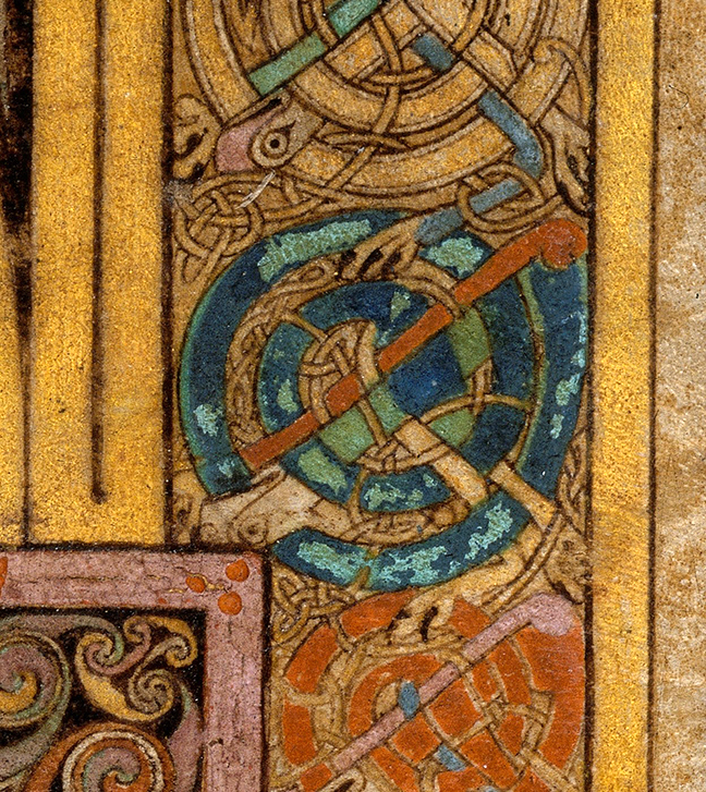 Figure 3, from the Book of Kells, a design that has partially flaked away