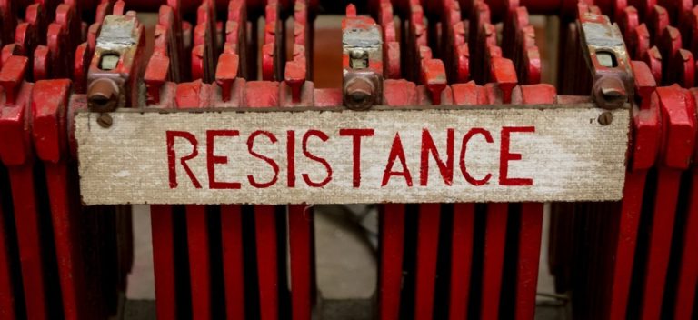 image of a sign with 'resistance' written on it