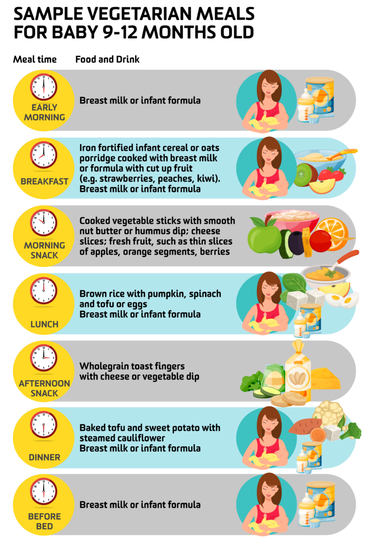 Sample Vegetarian Meals for Baby 9-12 Months Old, select the image to download a PDF version