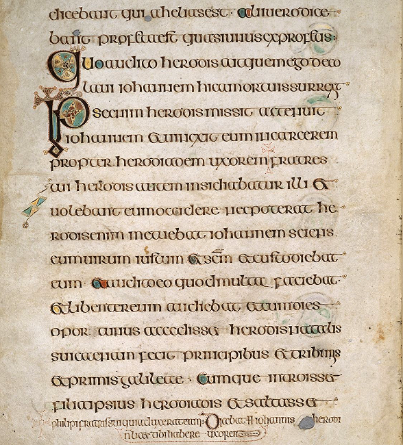 Figure 2, from the Book of Kells, omitted text included at the bottom of the page