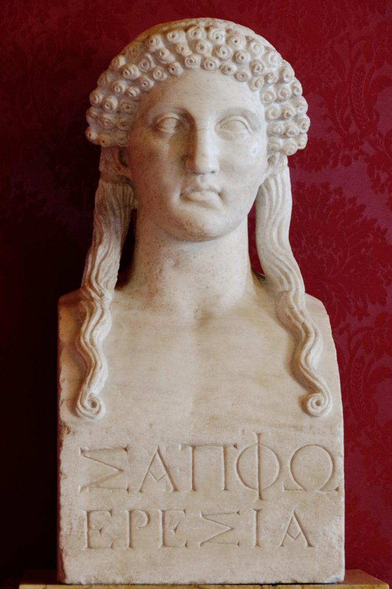 Sappho A Roman sculpture of Sappho, based on a Classical Greek model. The inscription reads ΣΑΠΦΩ ΕΡΕΣΙΑ, or "Sappho of Eresos".