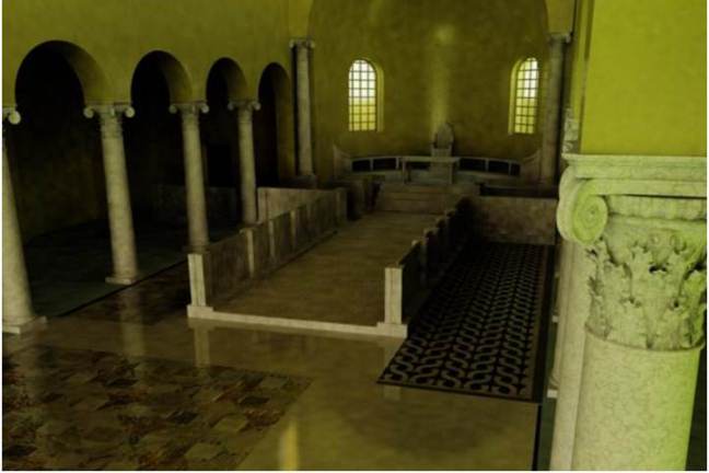 CGI model of interior of the Basilica Portuense