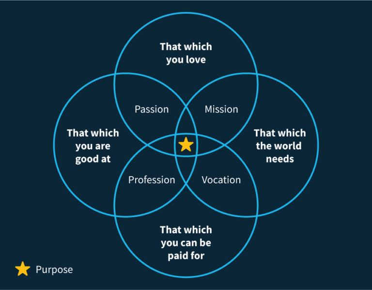 Venn diagram featuring passion, mission, profession and vocation