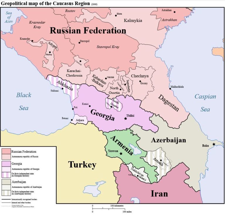 Map: Geopolitical map of the Caucasus region
