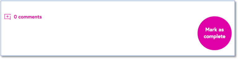 A screen shot of the 'Mark as complete' button found on the FutureLearn platform
