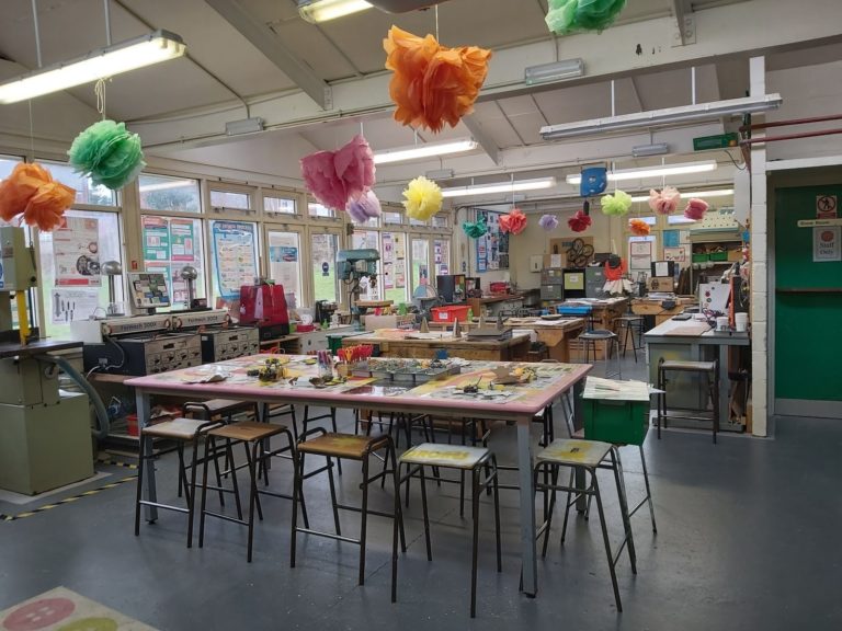 A classroom filled with maker activities