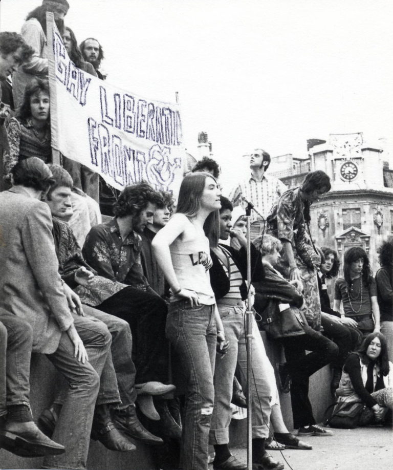 Black and white photo of the Gay Liberation Front