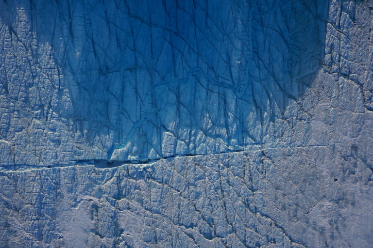 Aerial image of supraglacial lake