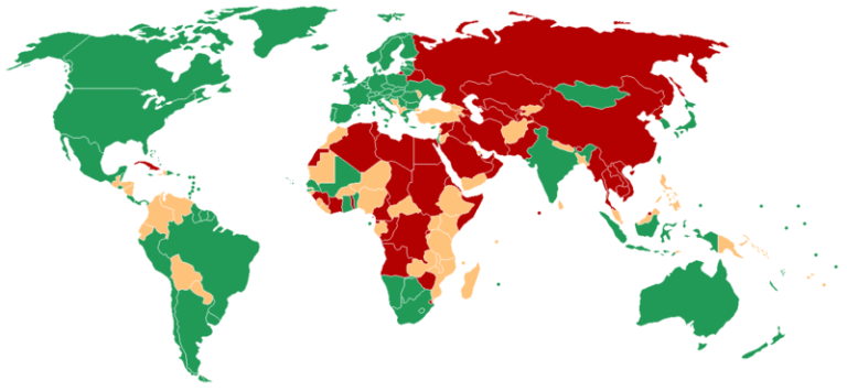 Map: political rights and civil liberties