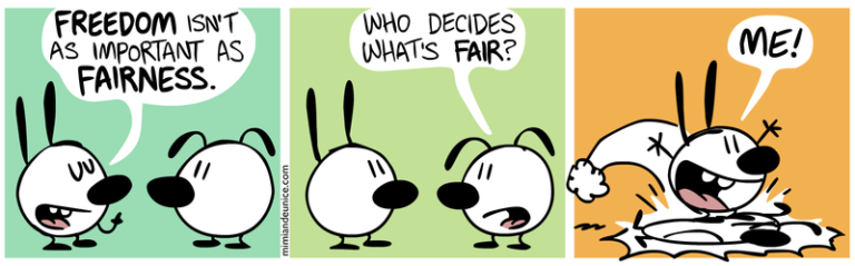 Comic strip: Freedom or Fairness?