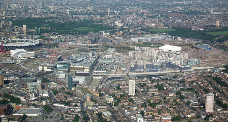 Aerial photo of the Stratford area before the IQL development
