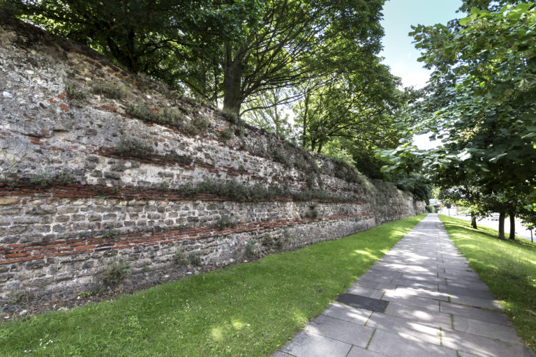 photograph of a section of the Roman wall at Colchester