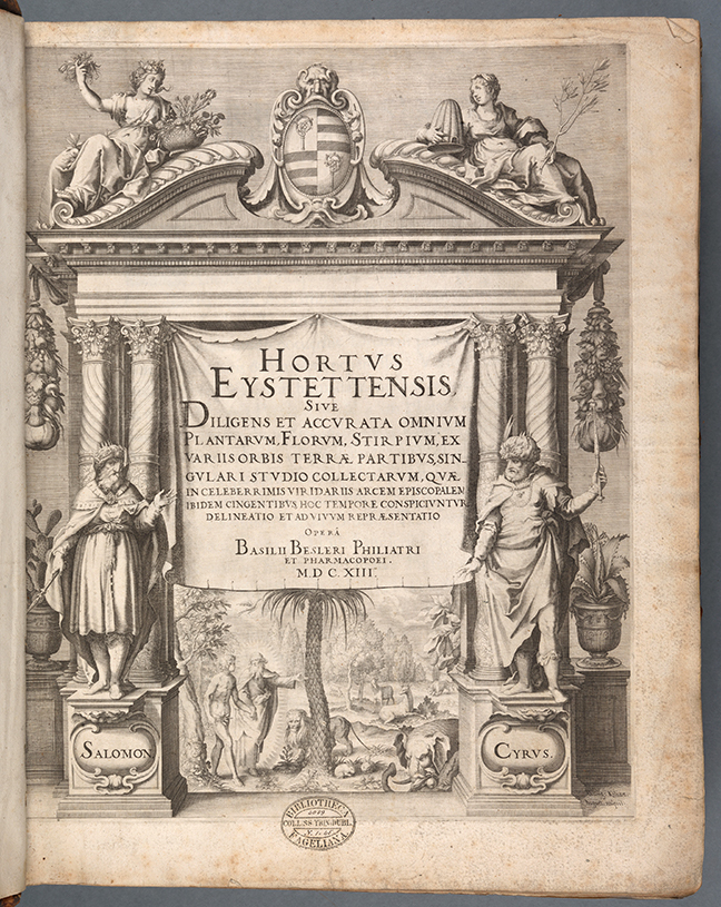 Basil Besler, *Hortus Eystettenis* ([Nuremberg], 1613), title page. [(Click to enlarge)](https://ugc.futurelearn.com/uploads/assets/c6/ed/c6ed6dc3-b428-4460-bfbf-6487a17cca28.png)