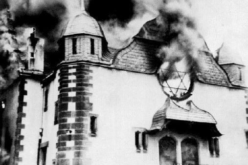 burning synagogue