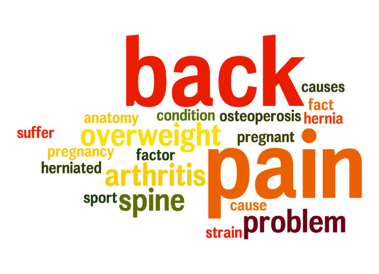 Illustration with many diagnoses for back pain