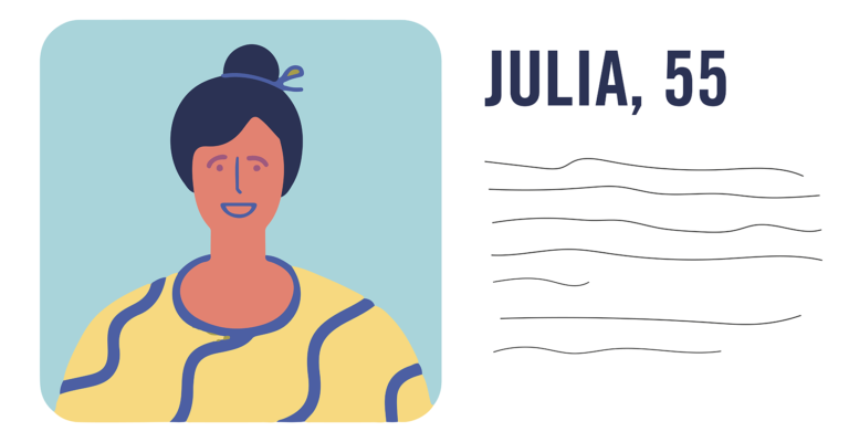 Persona illustration of Julia, aged 55