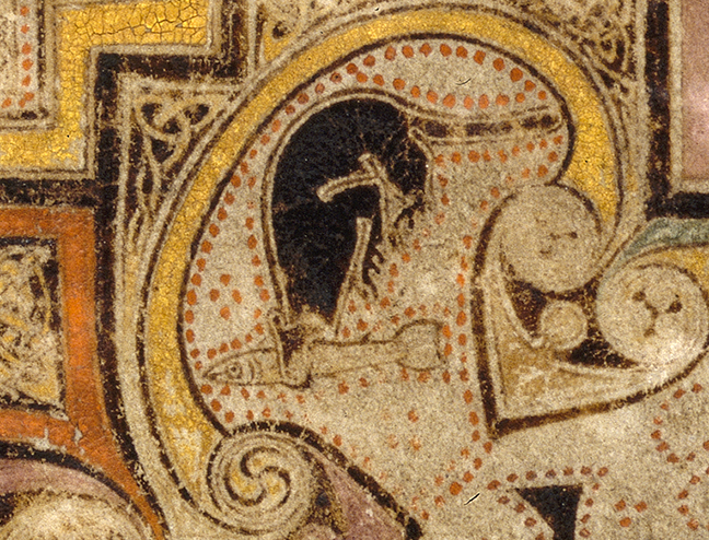 Figure 3, from the Book of Kells, an otter eating a fish