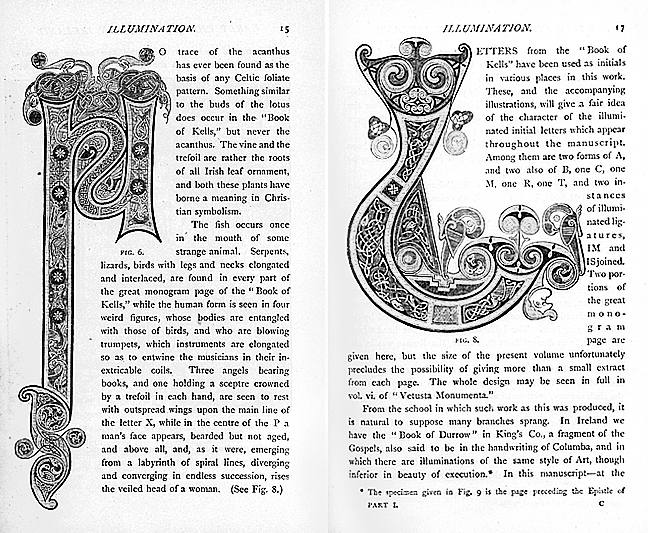Figure 2 and 3, Letters taken from the Book of Kells used in the typography of Stokes’ book, *Early Christian Art in Ireland* (1894)