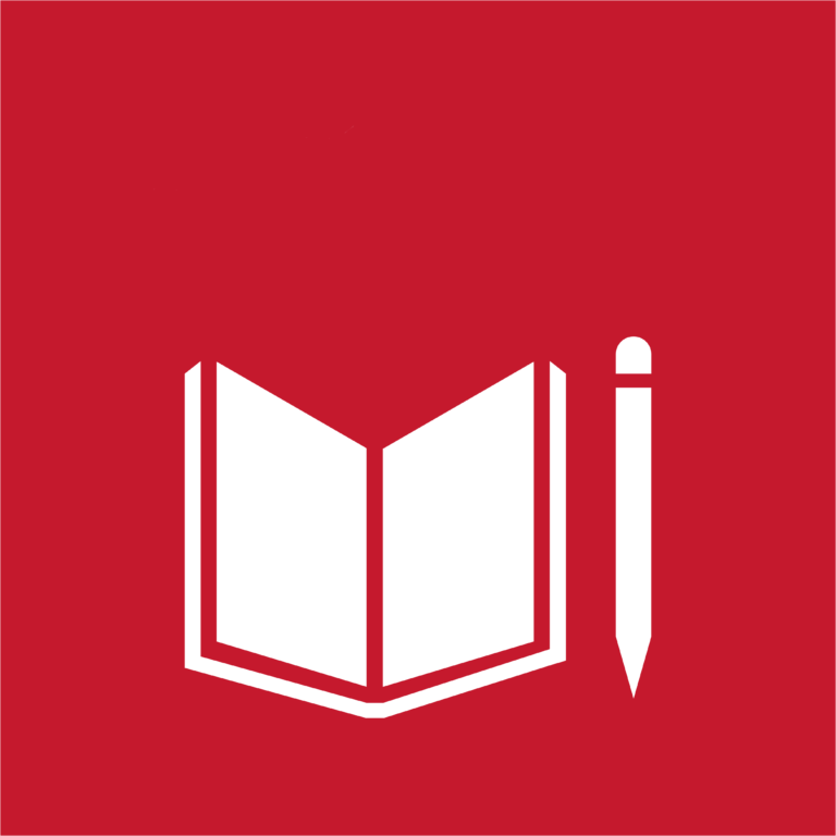 Icon of an open book next to a pen