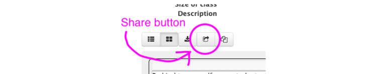 Image of the sharing button in Learning Designer