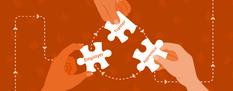 Employer, trainer and apprentice in a three-way jigsaw collaboration