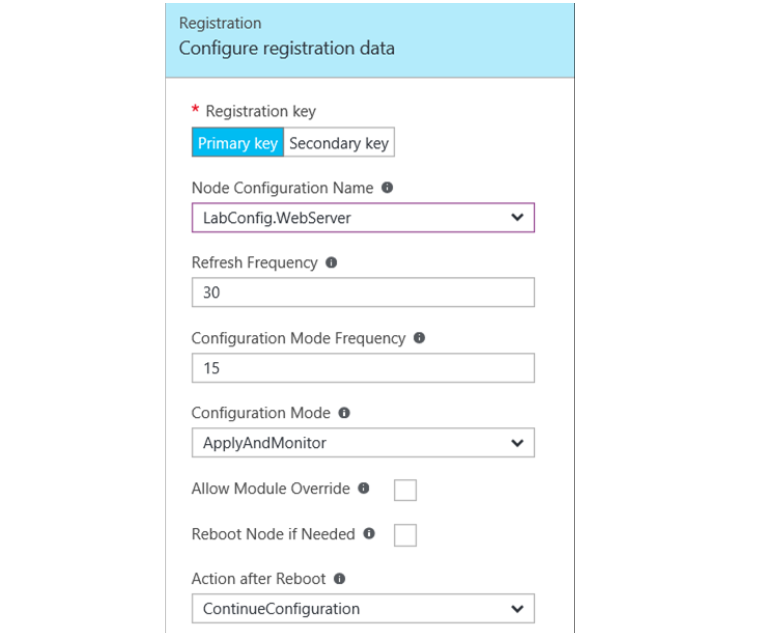 configure registraation data applet setup