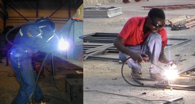 Welders with and without respiratory protection