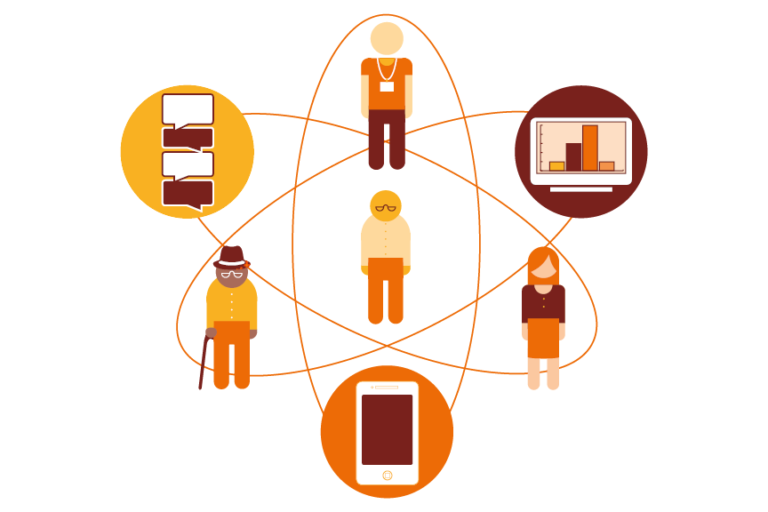 Illustration of a network of patients, medical professionals and devices
