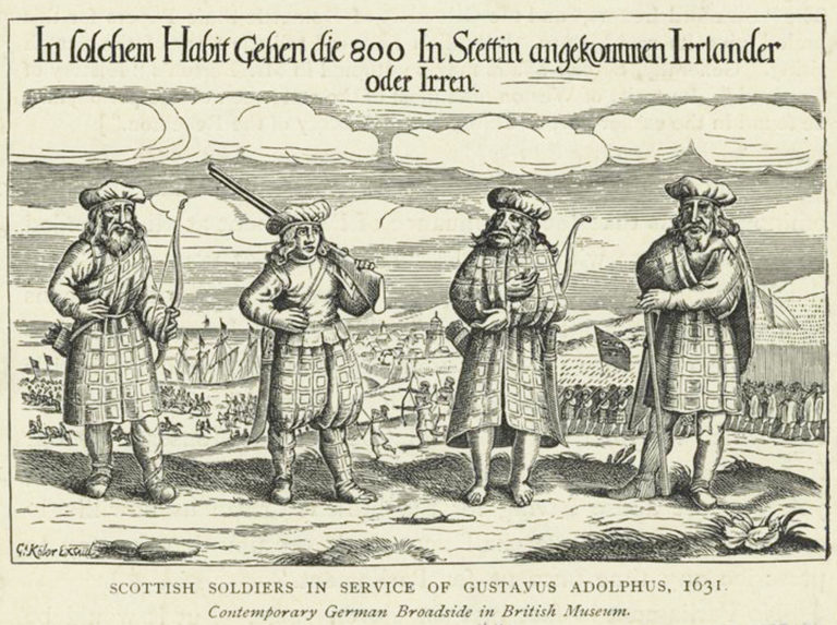 Print showing Scottish soldiers in the service of King Gustavus Adophus of Sweden in 1631