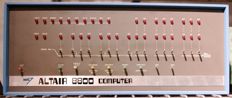 A photograph of binary toggle switches