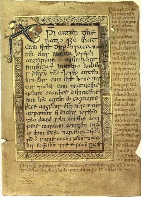 Text from the Gospel of Matthew in the Book of Deer (Cambridge University Library, MS. II.6.32)